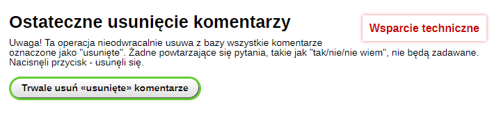 Ostateczne usunięcie komentarzy