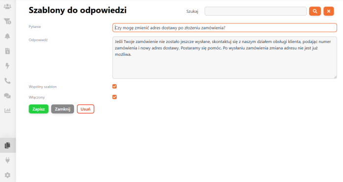 Szablony do odpowiedzi