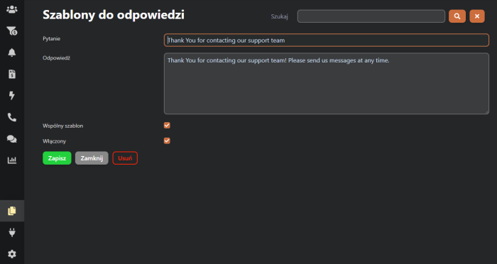 Szablony do odpowiedzi