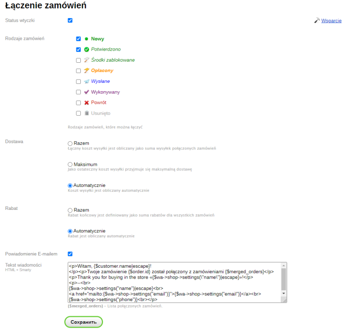 Łączenie zamówień