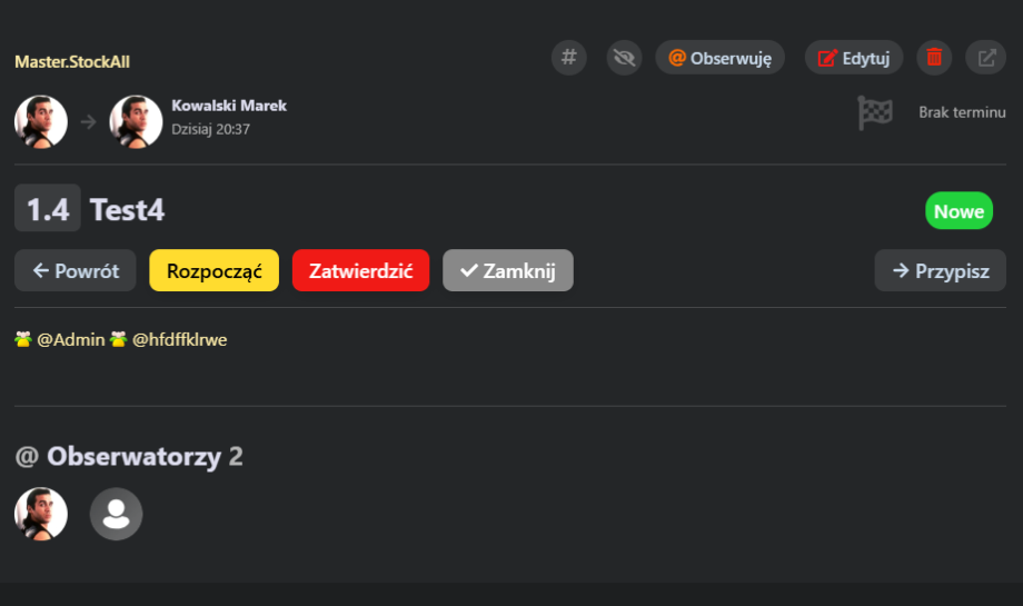 Zatwierdzanie zadań Zatwierdzanie zadań