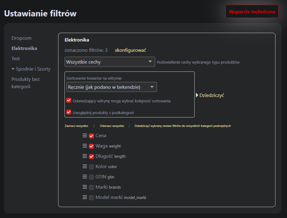 Ustawianie filtrów Ustawianie filtrów