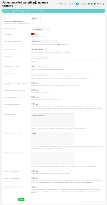 Formatowanie i weryfikacja numeru telefonu