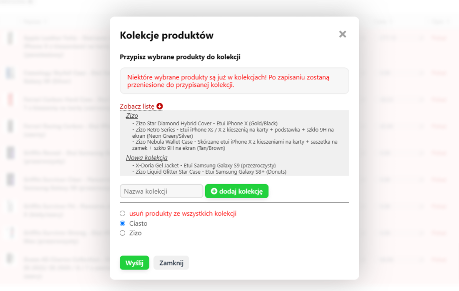 Kolekcje produktów Kolekcje produktów