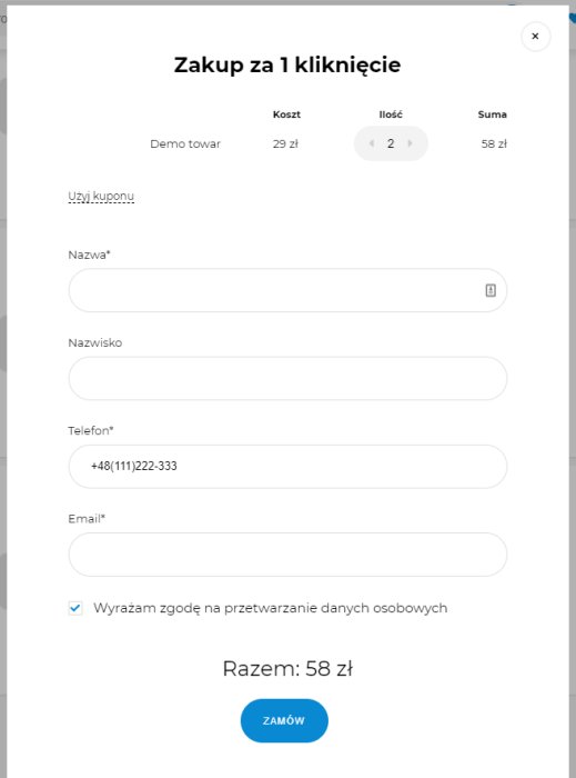 Zakup za 1 kliknięcie