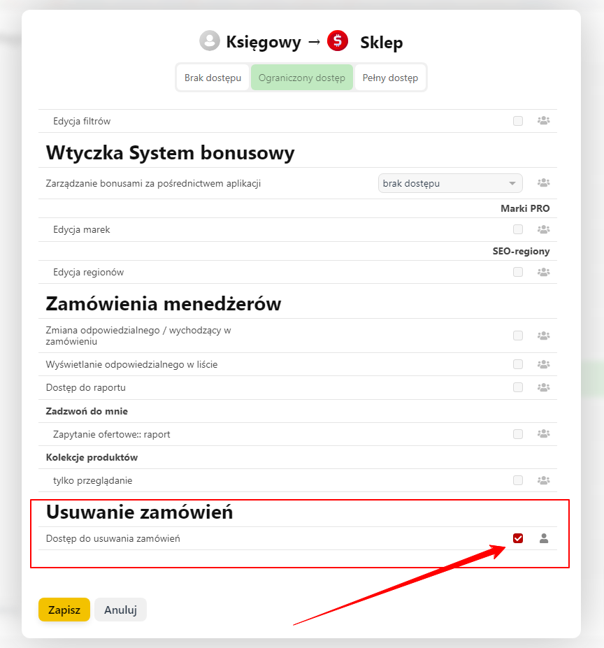 Usuwanie zamówień Usuwanie zamówień