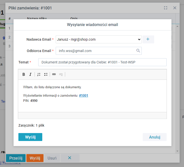 Pliki zamówienia Pliki zamówienia