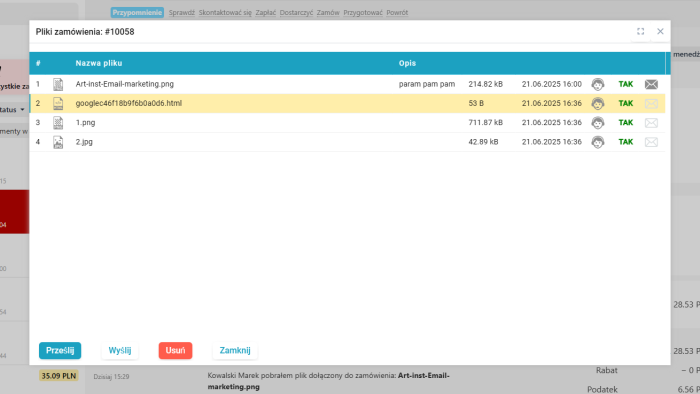 Pliki zamówienia
