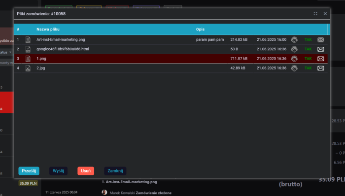 Pliki zamówienia