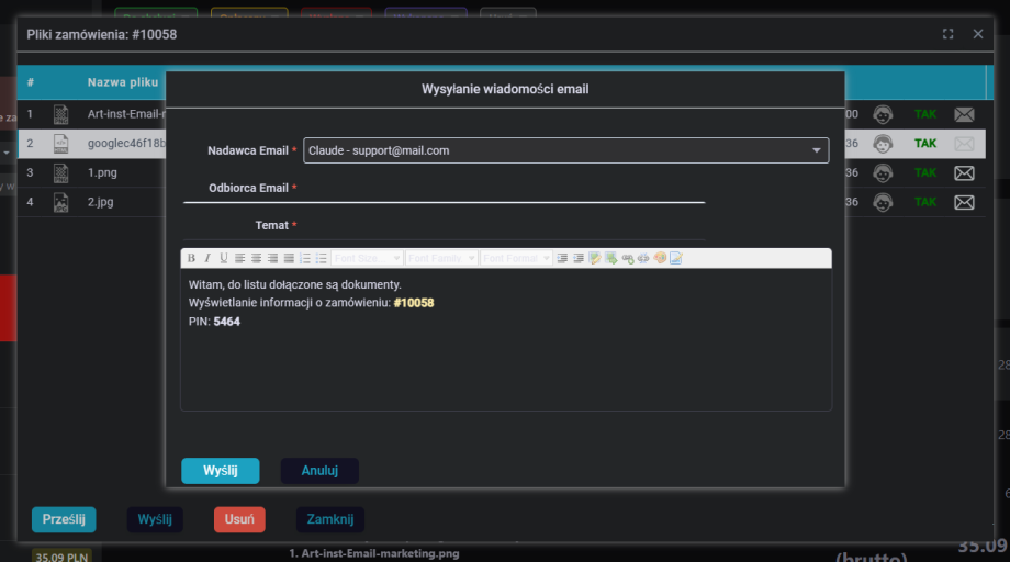 Pliki zamówienia Pliki zamówienia