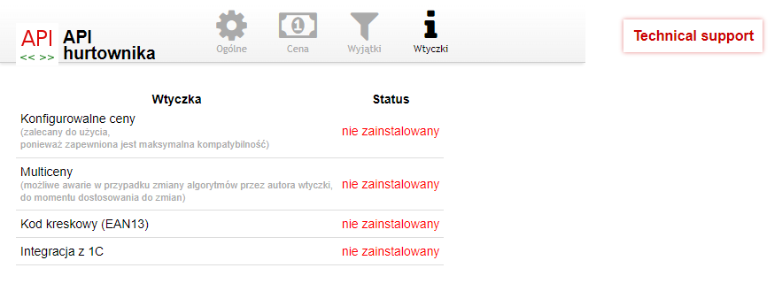 API hurtownika API hurtownika
