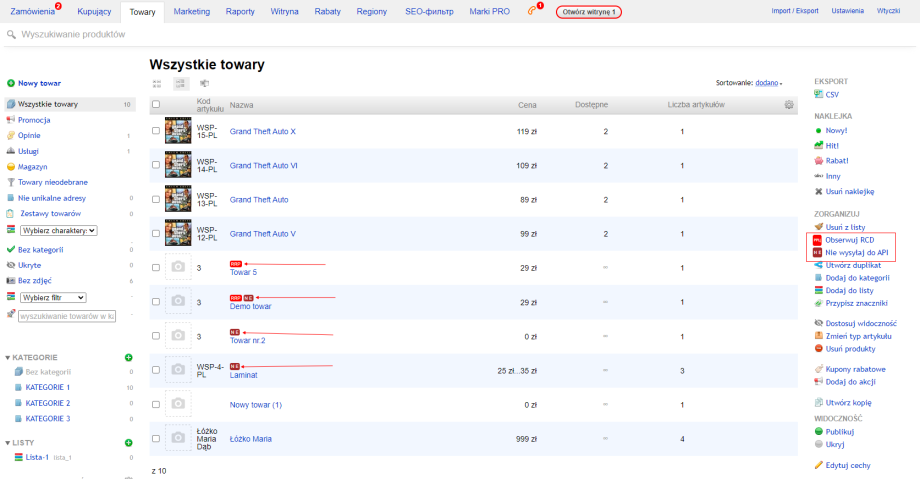 API hurtownika API hurtownika