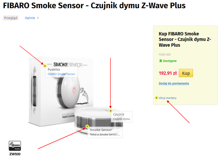 Wskazówki na zdjęciu produktu