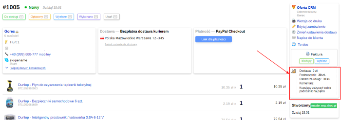 Usługa Podnoszenie do koszyka