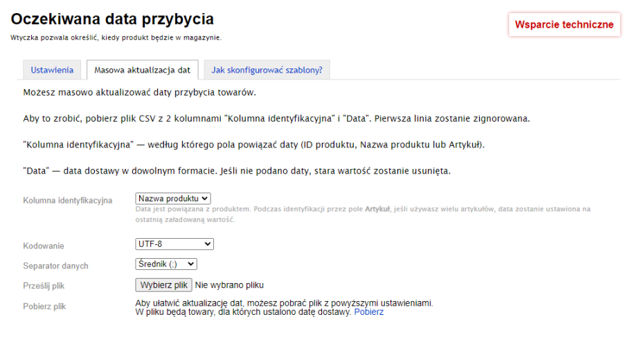 Oczekiwana data przybycia Oczekiwana data przybycia