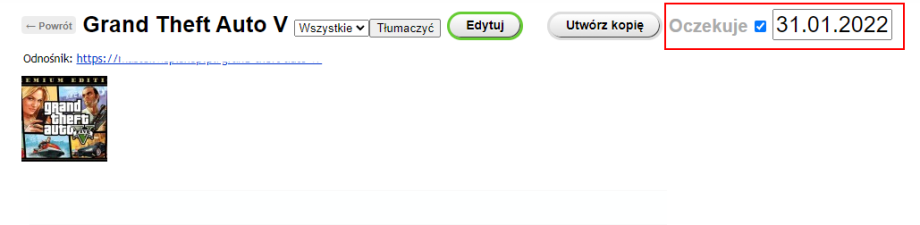 Oczekiwana data przybycia Oczekiwana data przybycia