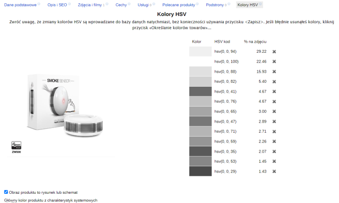 Określanie kolorów produktów