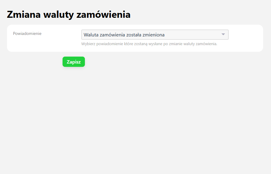 Zmiana waluty zamówienia Zmiana waluty zamówienia
