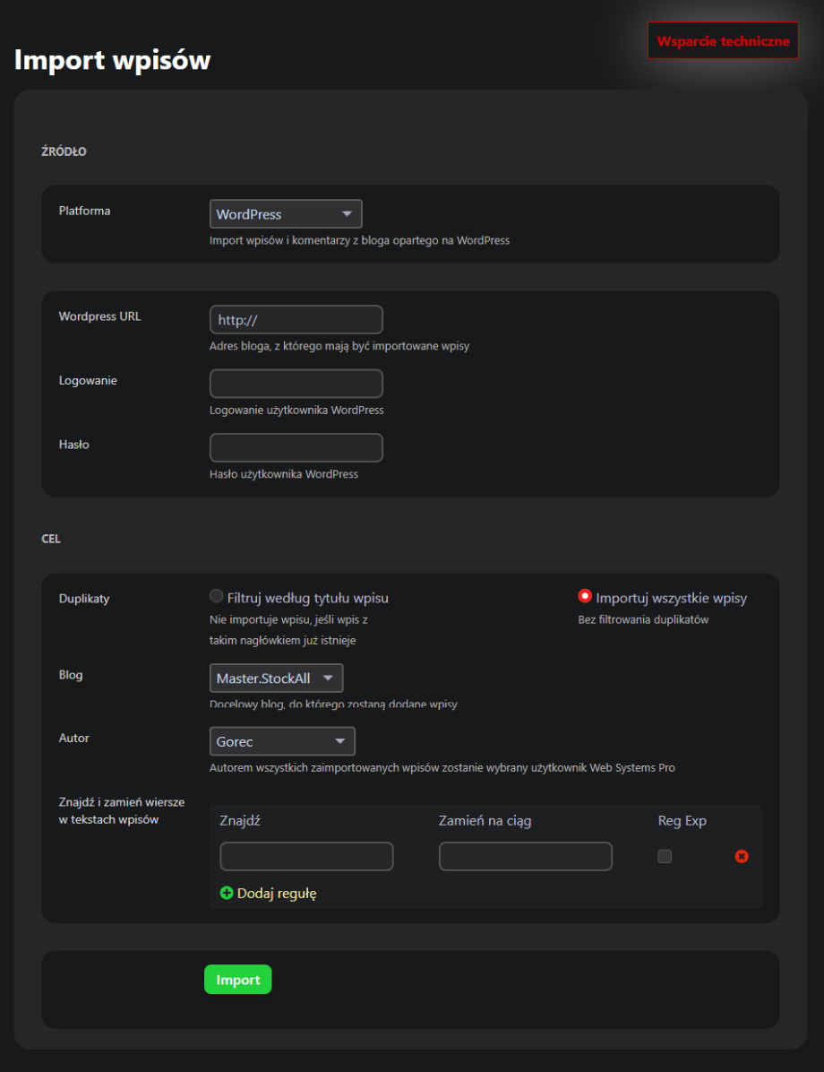 Import wpisów z LiveJournal i WordPress Import wpisów z LiveJournal i WordPress