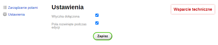 Zarządzanie dodatkowymi parametrami (witryna)