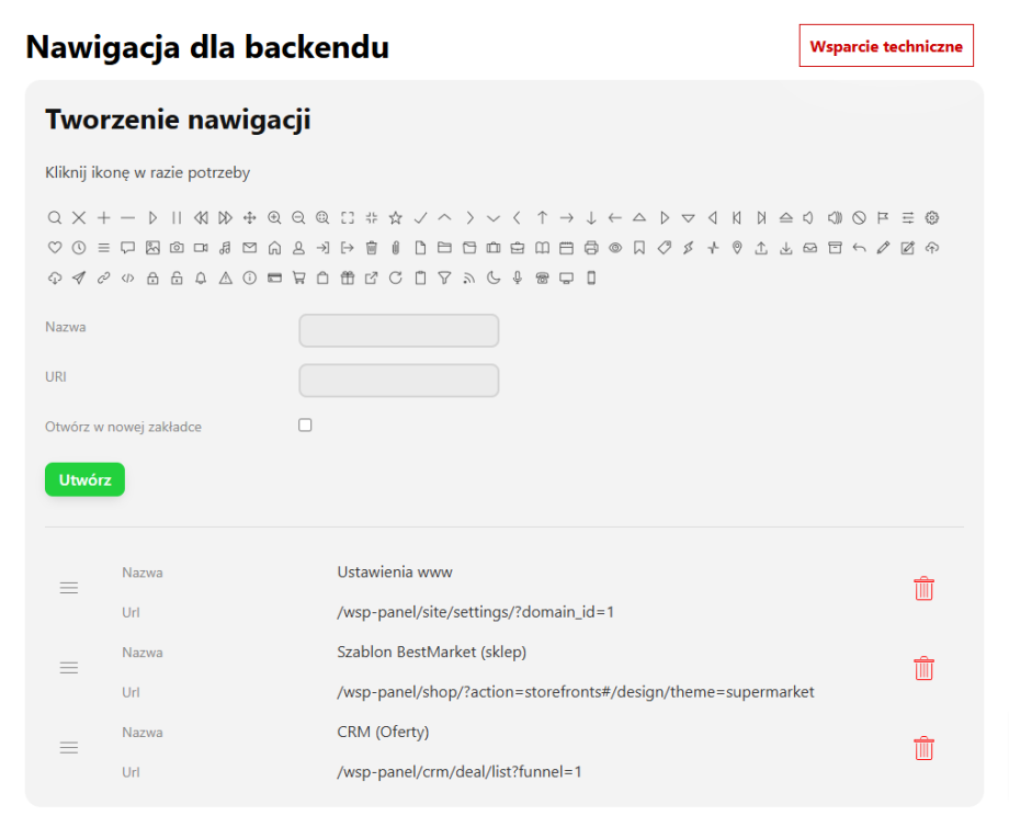 Nawigacja dla backendu Nawigacja dla backendu