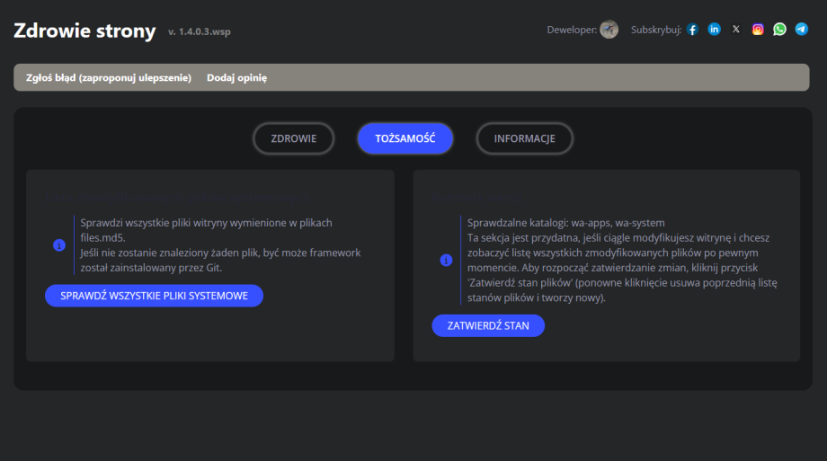 Zdrowie strony Zdrowie strony