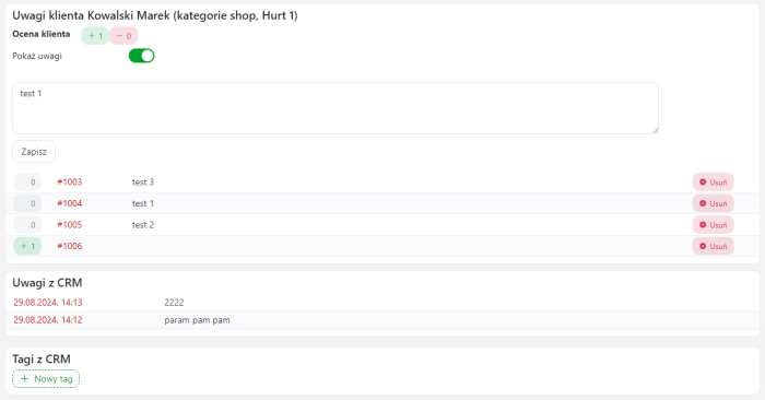 Uwagi o kliencie