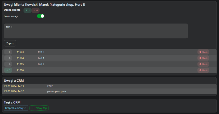 Uwagi o kliencie