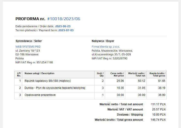 Proforma PL Proforma PL