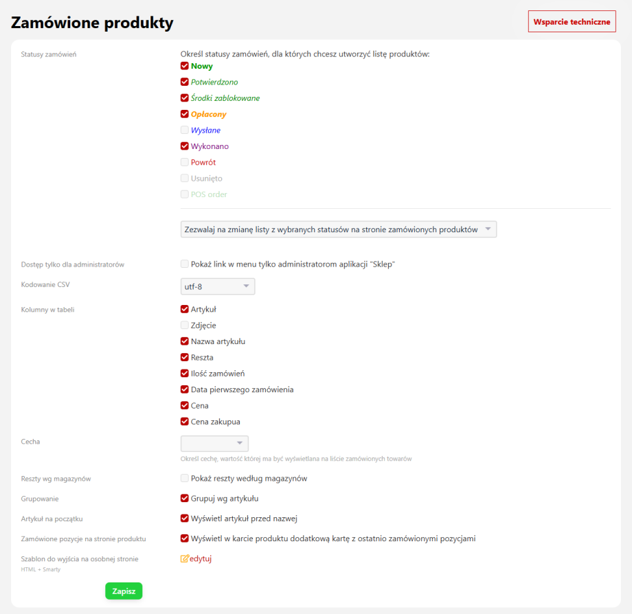 Zamówione produkty Zamówione produkty