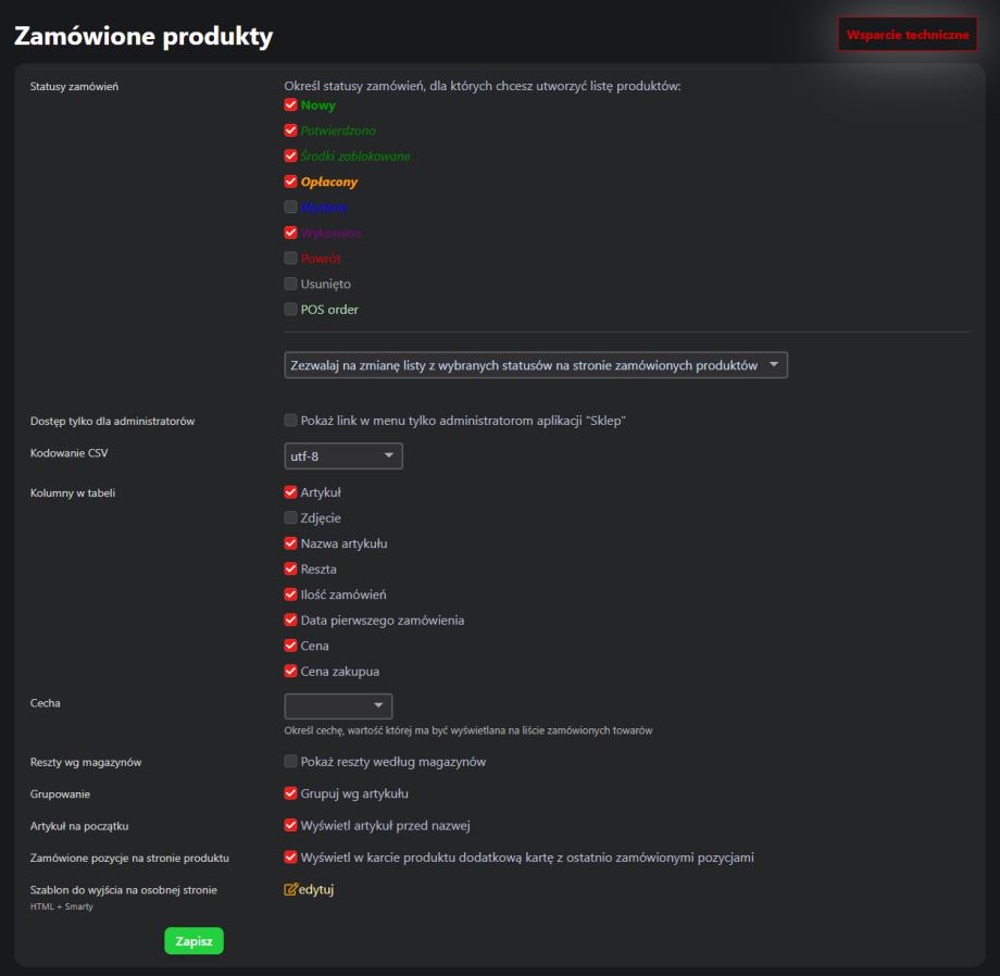 Zamówione produkty Zamówione produkty