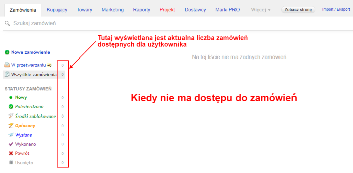 Ograniczenie dostępu do zamówień według witryn