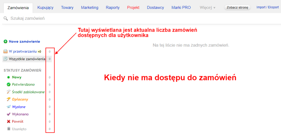 Ograniczenie dostępu do zamówień według witryn Ograniczenie dostępu do zamówień według witryn