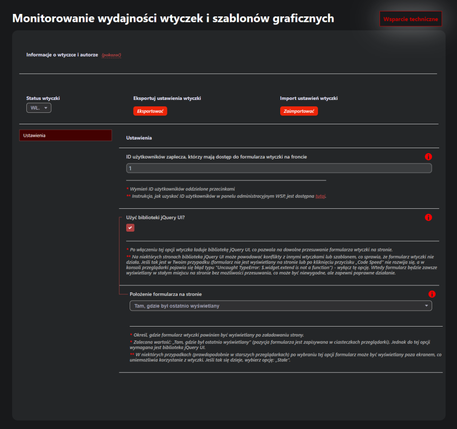 Monitorowanie wydajności wtyczek i szablonów graficznych Monitorowanie wydajności wtyczek i szablonów graficznych