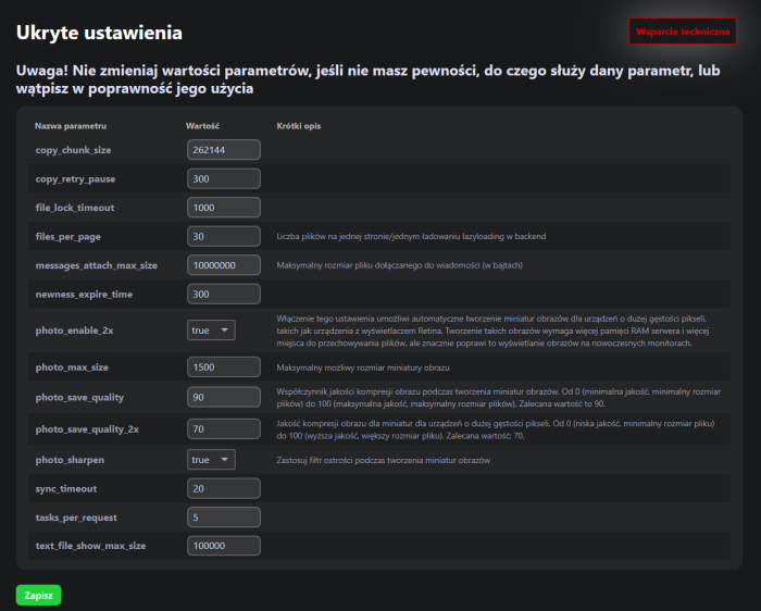 Ukryte ustawienia (pliki)