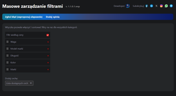 Masowe zarządzanie filtrami