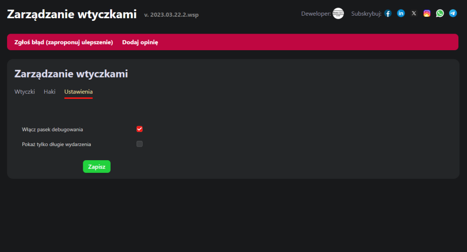 Zarządzanie wtyczkami Zarządzanie wtyczkami