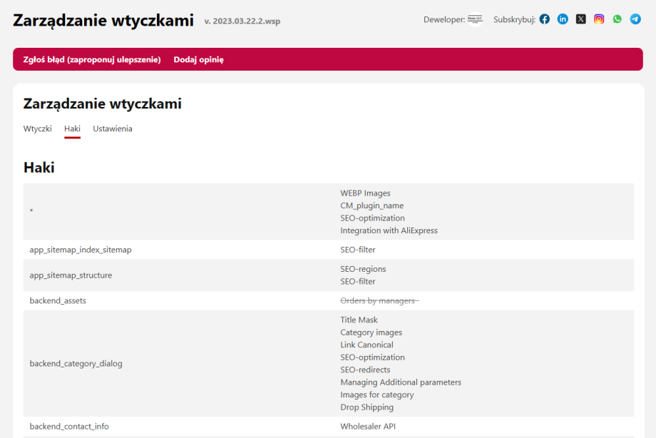 Zarządzanie wtyczkami Zarządzanie wtyczkami