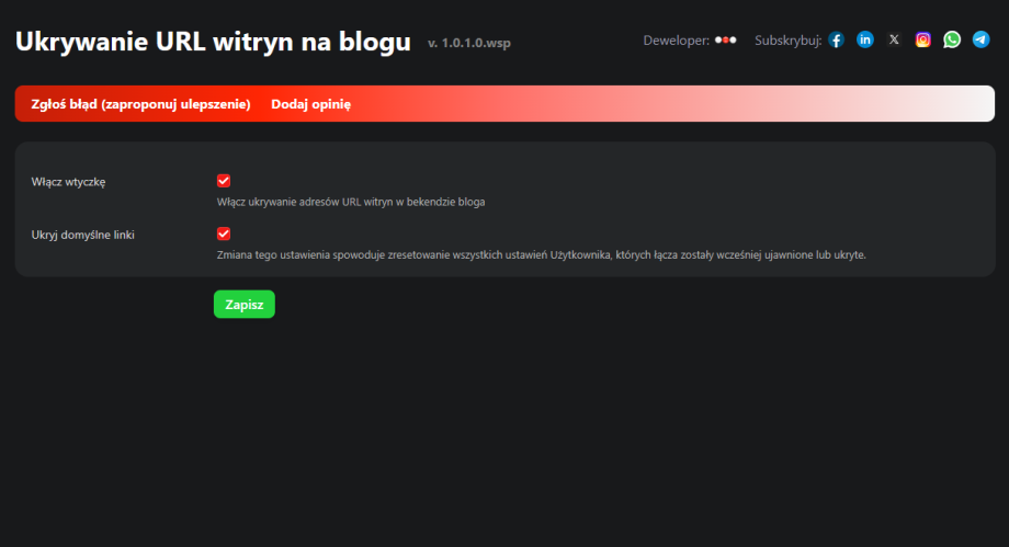 Ukrywanie URL witryn na blogu