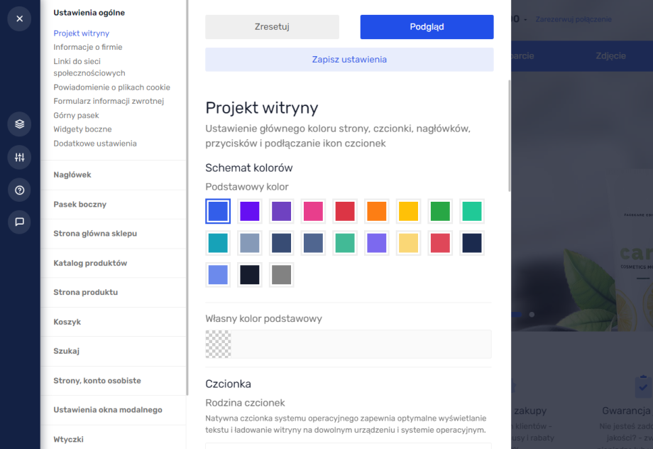 Ustawienia szablonów Ustawienia szablonów