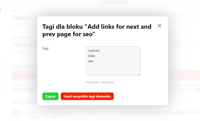 Organizer bloków i zmiennych