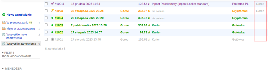 Menedżer zamówienia