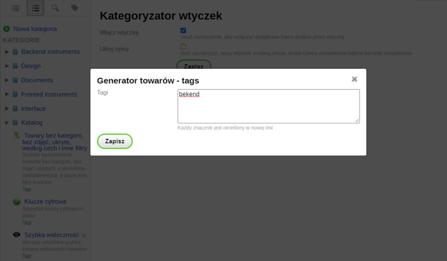 Kategoryzator wtyczek Kategoryzator wtyczek