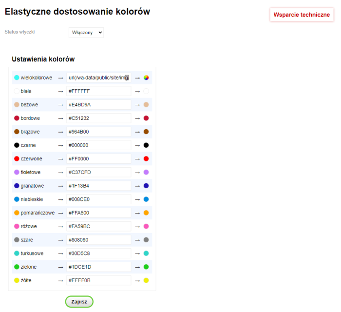 Elastyczne dostosowanie kolorów