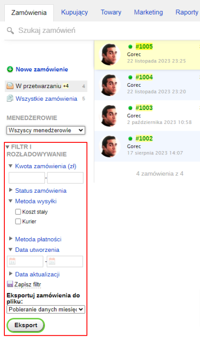 Zarządzanie zamówieniami