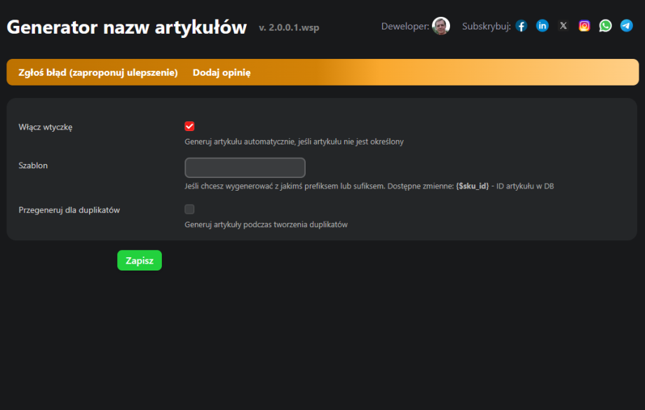 Generator nazw artykułów Generator nazw artykułów