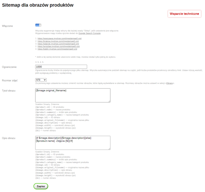 Sitemap dla obrazów produktów