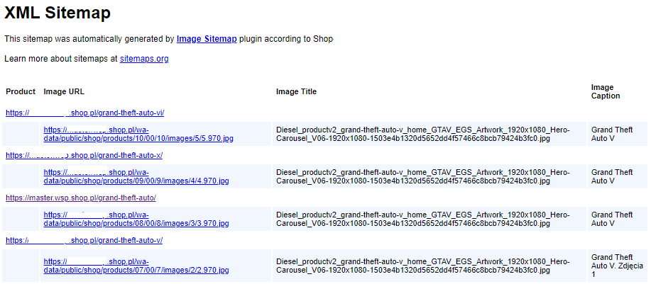 Sitemap dla obrazów produktów Sitemap dla obrazów produktów