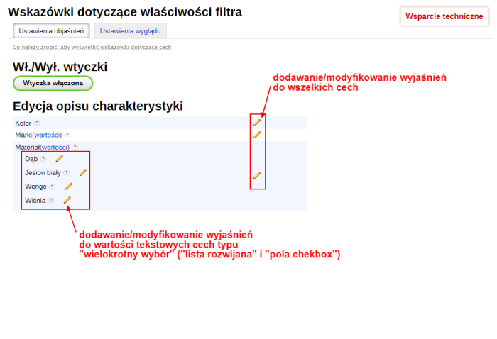 Wskazówki dotyczące charakterystyki filtra