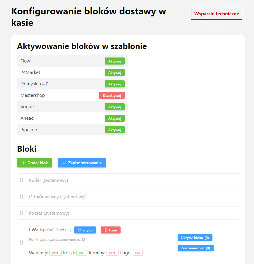 Własne bloki dostawcze Własne bloki dostawcze